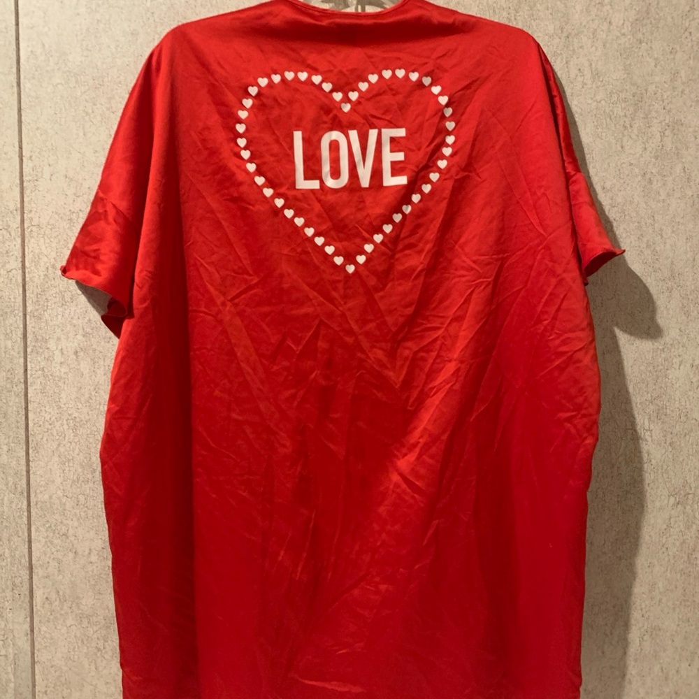 Victoria's Secret Red Kimono Robe Lingerie Valentine Romance Heart One Size
